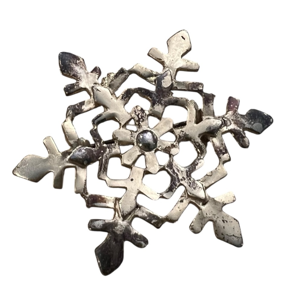 Vintage Danecraft Snowflake Gold Silver Tone‎ Pin Brooch Christmas Winter